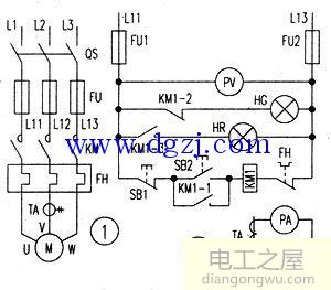 電動(dòng)機(jī)直接啟動(dòng)一次電路和二次電路圖