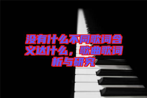 沒有什么不同歌詞含義達什么，歌曲歌詞析與研究