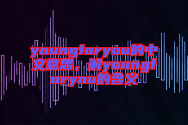 youngforyou的中文意思，解youngforyou的含義