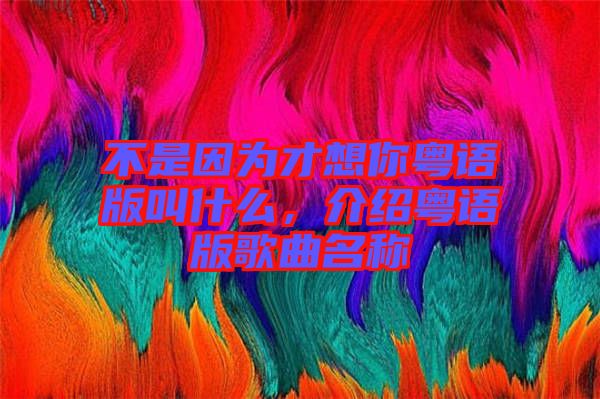 不是因?yàn)椴畔肽慊浾Z版叫什么，介紹粵語版歌曲名稱