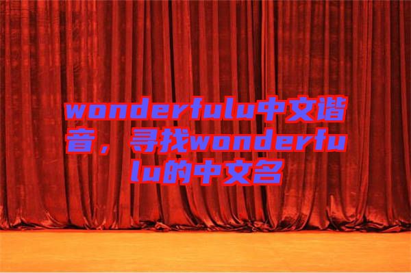 wonderfulu中文諧音，尋找wonderfulu的中文名