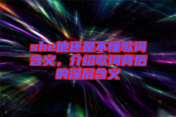 she他還是不懂歌詞含義，介紹歌詞背后的深層含義