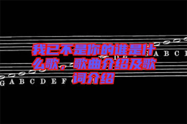 我已不是你的誰是什么歌，歌曲介紹及歌詞介紹