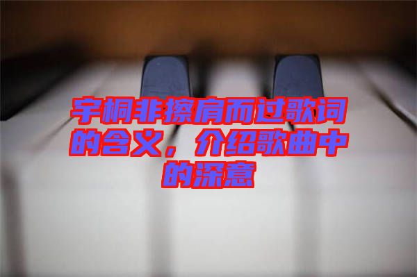 宇桐非擦肩而過(guò)歌詞的含義，介紹歌曲中的深意