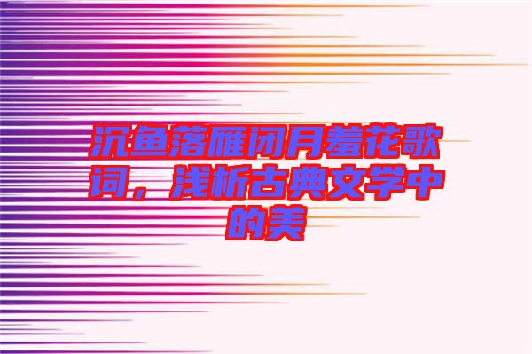 沉魚落雁閉月羞花歌詞，淺析古典文學中的美