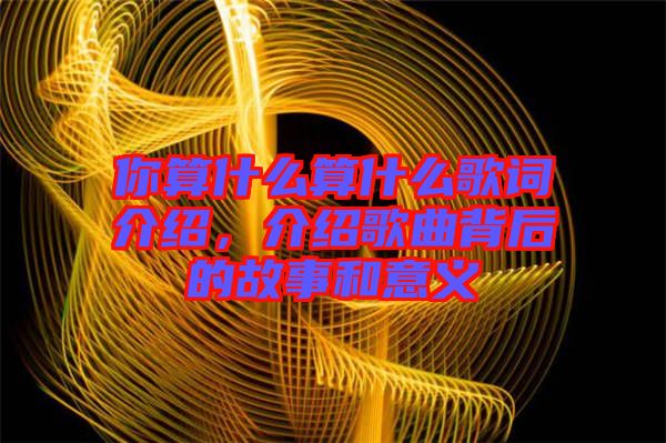 你算什么算什么歌詞介紹，介紹歌曲背后的故事和意義