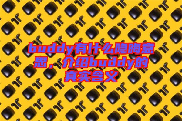 buddy有什么隱晦意思，介紹buddy的真實(shí)含義