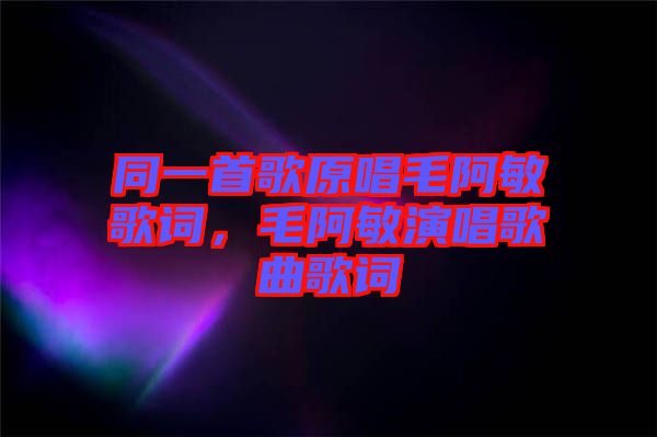 同一首歌原唱毛阿敏歌詞，毛阿敏演唱歌曲歌詞