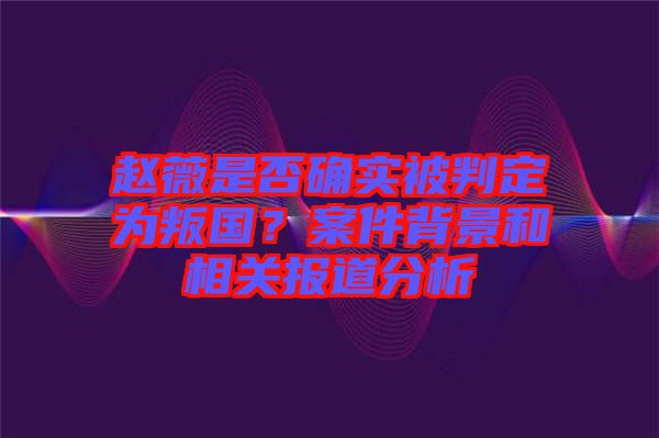 趙薇是否確實被判定為叛國？案件背景和相關報道分析