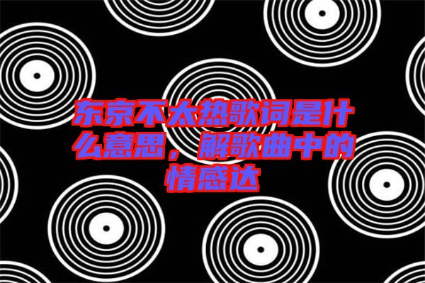 東京不太熱歌詞是什么意思，解歌曲中的情感達(dá)