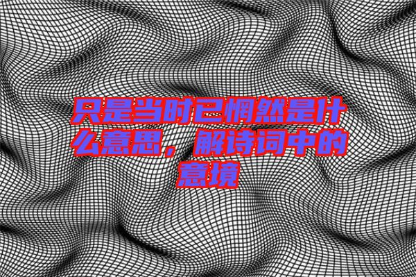 只是當(dāng)時已惘然是什么意思，解詩詞中的意境