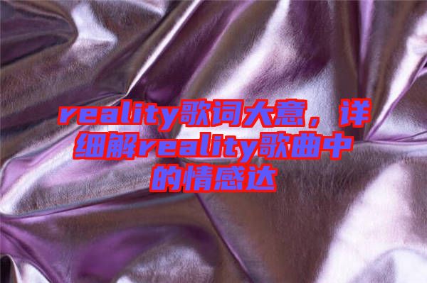 reality歌詞大意，詳細解reality歌曲中的情感達