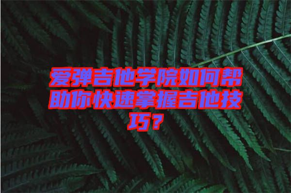 愛彈吉他學(xué)院如何幫助你快速掌握吉他技巧？