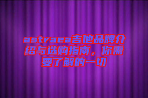 astraea吉他品牌介紹與選購指南，你需要了解的一切