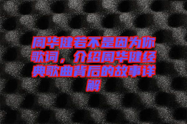 周華健若不是因?yàn)槟愀柙~，介紹周華健經(jīng)典歌曲背后的故事詳解