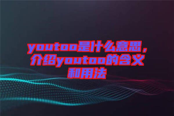 youtoo是什么意思，介紹youtoo的含義和用法