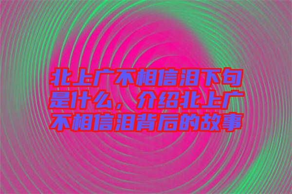 北上廣不相信淚下句是什么，介紹北上廣不相信淚背后的故事