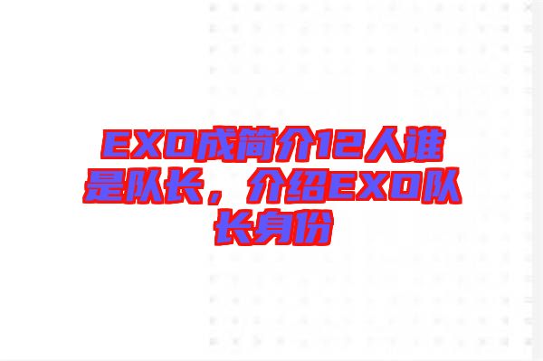 EXO成簡(jiǎn)介12人誰是隊(duì)長，介紹EXO隊(duì)長身份