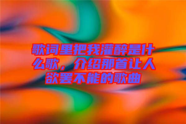 歌詞里把我灌醉是什么歌，介紹那首讓人欲罷不能的歌曲