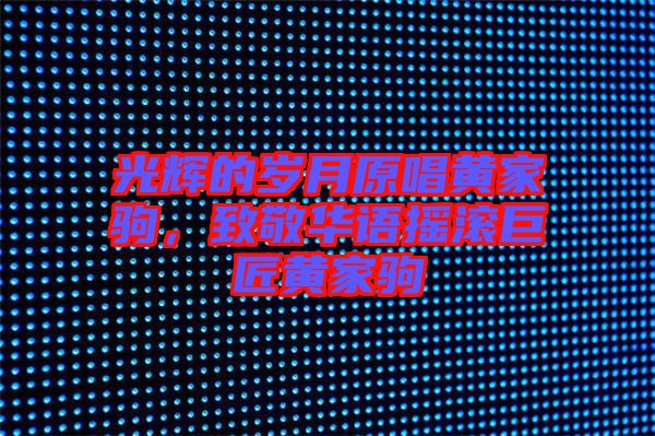 光輝的歲月原唱黃家駒，致敬華語搖滾巨匠黃家駒