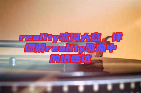 reality歌詞大意，詳細解reality歌曲中的情感達