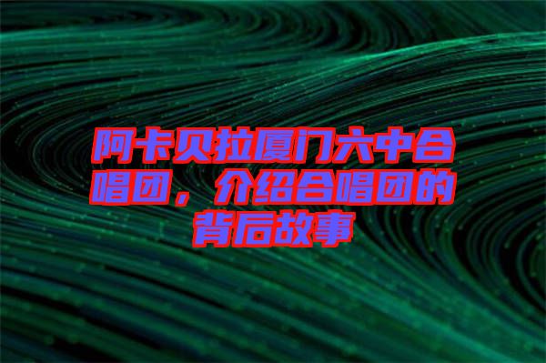 阿卡貝拉廈門六中合唱團(tuán)，介紹合唱團(tuán)的背后故事