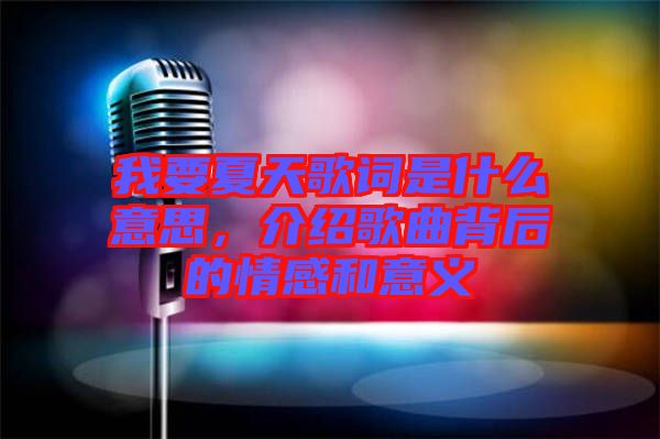 我要夏天歌詞是什么意思，介紹歌曲背后的情感和意義