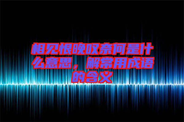 相見恨晚嘆奈何是什么意思，解常用成語(yǔ)的含義