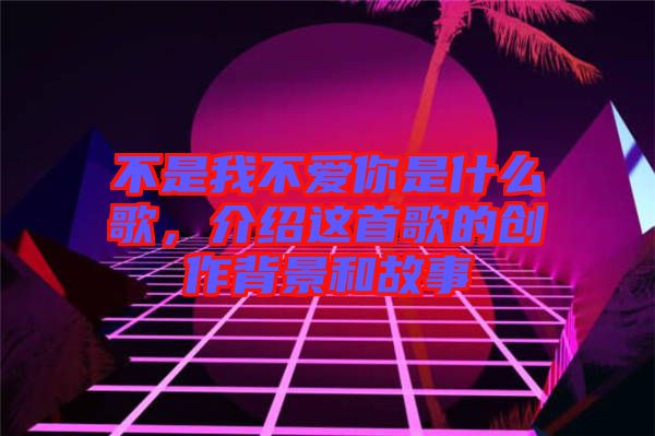 不是我不愛你是什么歌，介紹這首歌的創(chuàng)作背景和故事