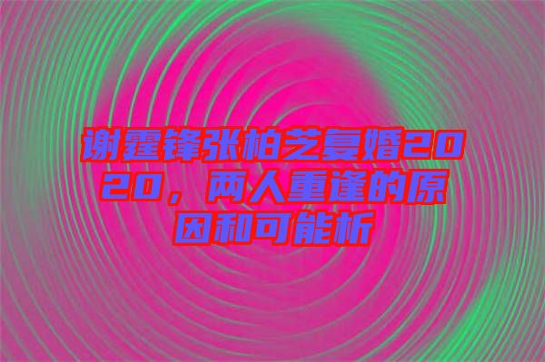 謝霆鋒張柏芝復(fù)婚2020，兩人重逢的原因和可能析