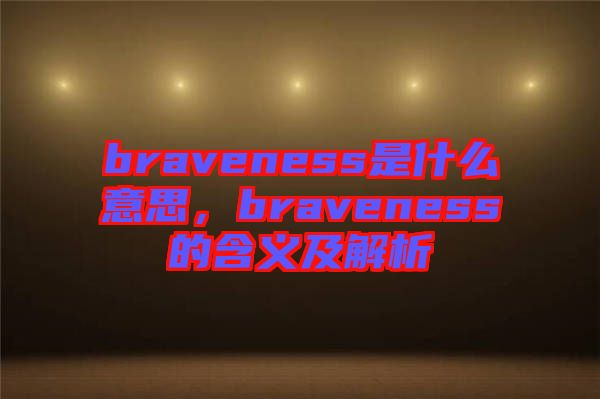 braveness是什么意思，braveness的含義及解析