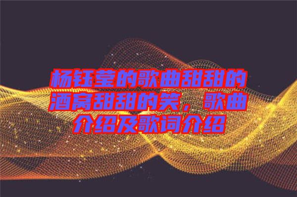 楊鈺瑩的歌曲甜甜的酒窩甜甜的笑，歌曲介紹及歌詞介紹