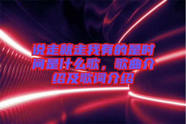 說走就走我有的是時(shí)間是什么歌，歌曲介紹及歌詞介紹