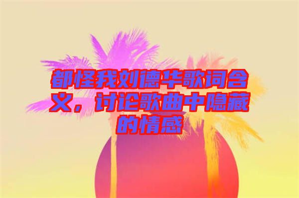 都怪我劉德華歌詞含義，討論歌曲中隱藏的情感