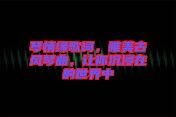 琴情緣歌詞，唯美古風琴曲，讓你沉浸在的世界中