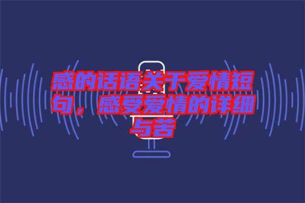 感的話語關(guān)于愛情短句，感受愛情的詳細與苦