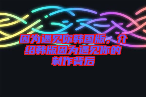 因?yàn)橛鲆娔沩n國版，介紹韓版因?yàn)橛鲆娔愕闹谱鞅澈? width=