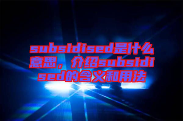 subsidised是什么意思，介紹subsidised的含義和用法