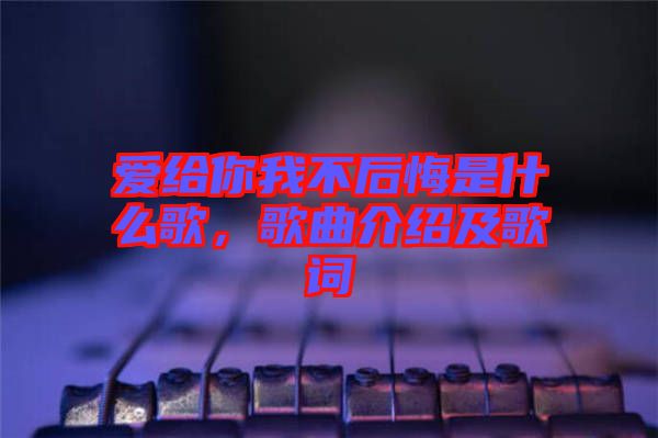 愛給你我不后悔是什么歌，歌曲介紹及歌詞