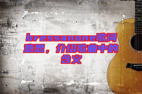 bressanone歌詞意思，介紹歌曲中的含義