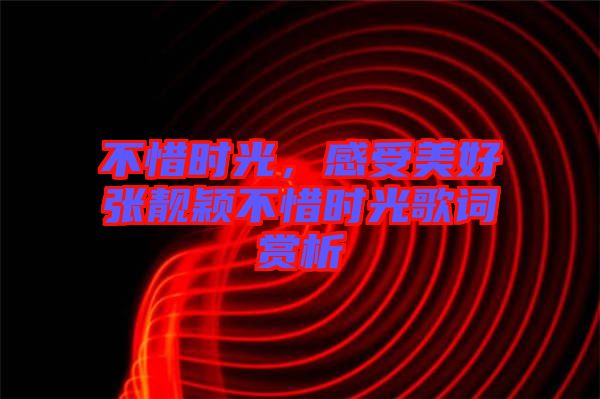 不惜時光，感受美好張靚穎不惜時光歌詞賞析