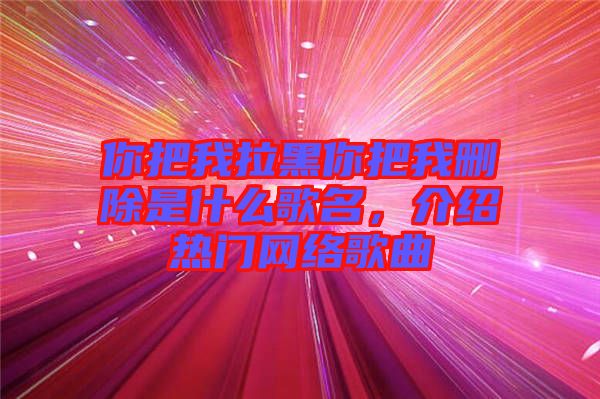 你把我拉黑你把我刪除是什么歌名，介紹熱門網(wǎng)絡(luò)歌曲