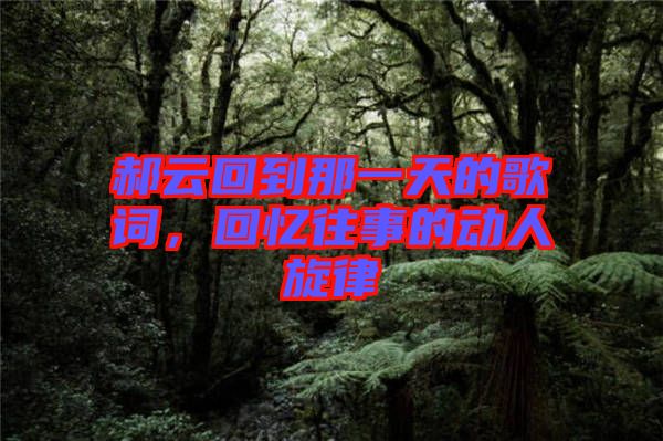 郝云回到那一天的歌詞，回憶往事的動(dòng)人旋律