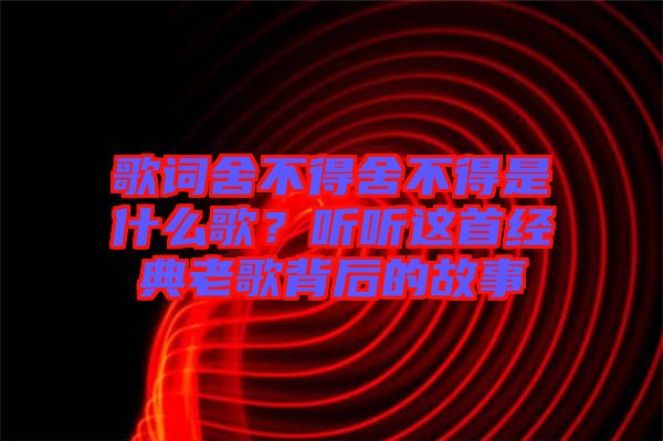 歌詞舍不得舍不得是什么歌？聽聽這首經(jīng)典老歌背后的故事