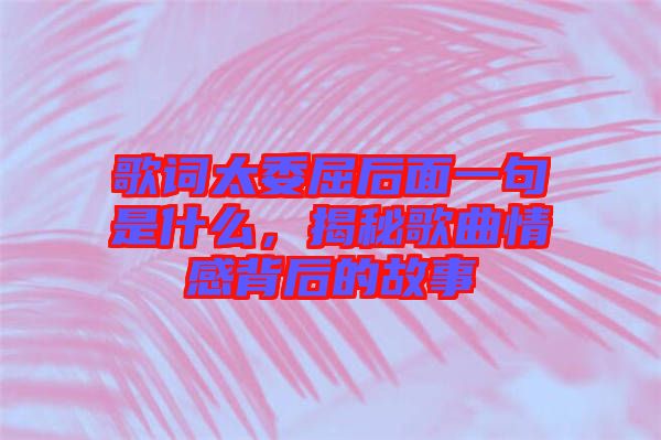 歌詞太委屈后面一句是什么，揭秘歌曲情感背后的故事