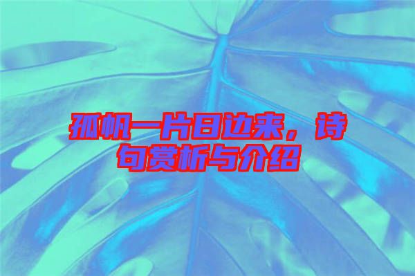 孤帆一片日邊來，詩(shī)句賞析與介紹