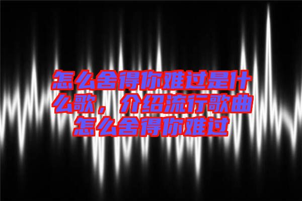 怎么舍得你難過是什么歌，介紹流行歌曲怎么舍得你難過