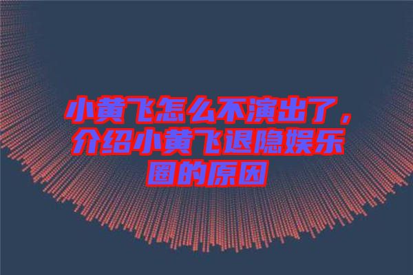 小黃飛怎么不演出了，介紹小黃飛退隱娛樂(lè)圈的原因