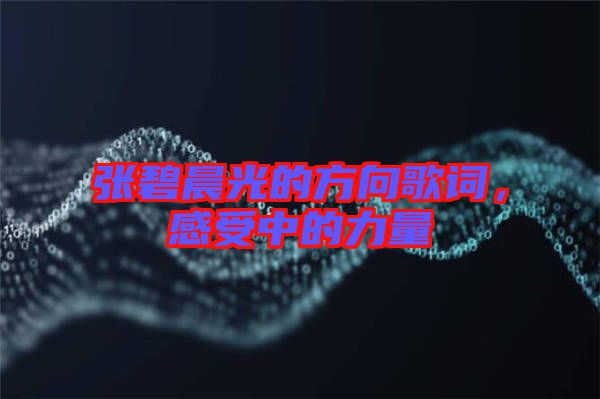 張碧晨光的方向歌詞，感受中的力量