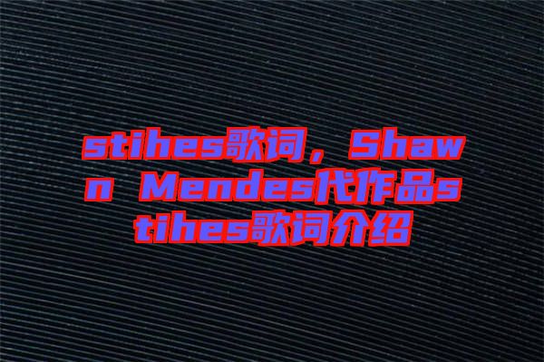 stihes歌詞，Shawn Mendes代作品stihes歌詞介紹